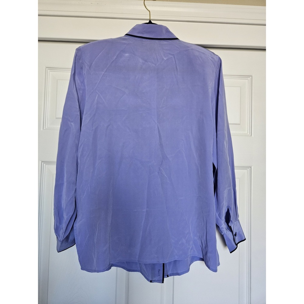Vtg Bob Mackie Wearable Art Lavender Embroidered Butterfly ButtonUp Silk Blouse - Picture 13 of 16